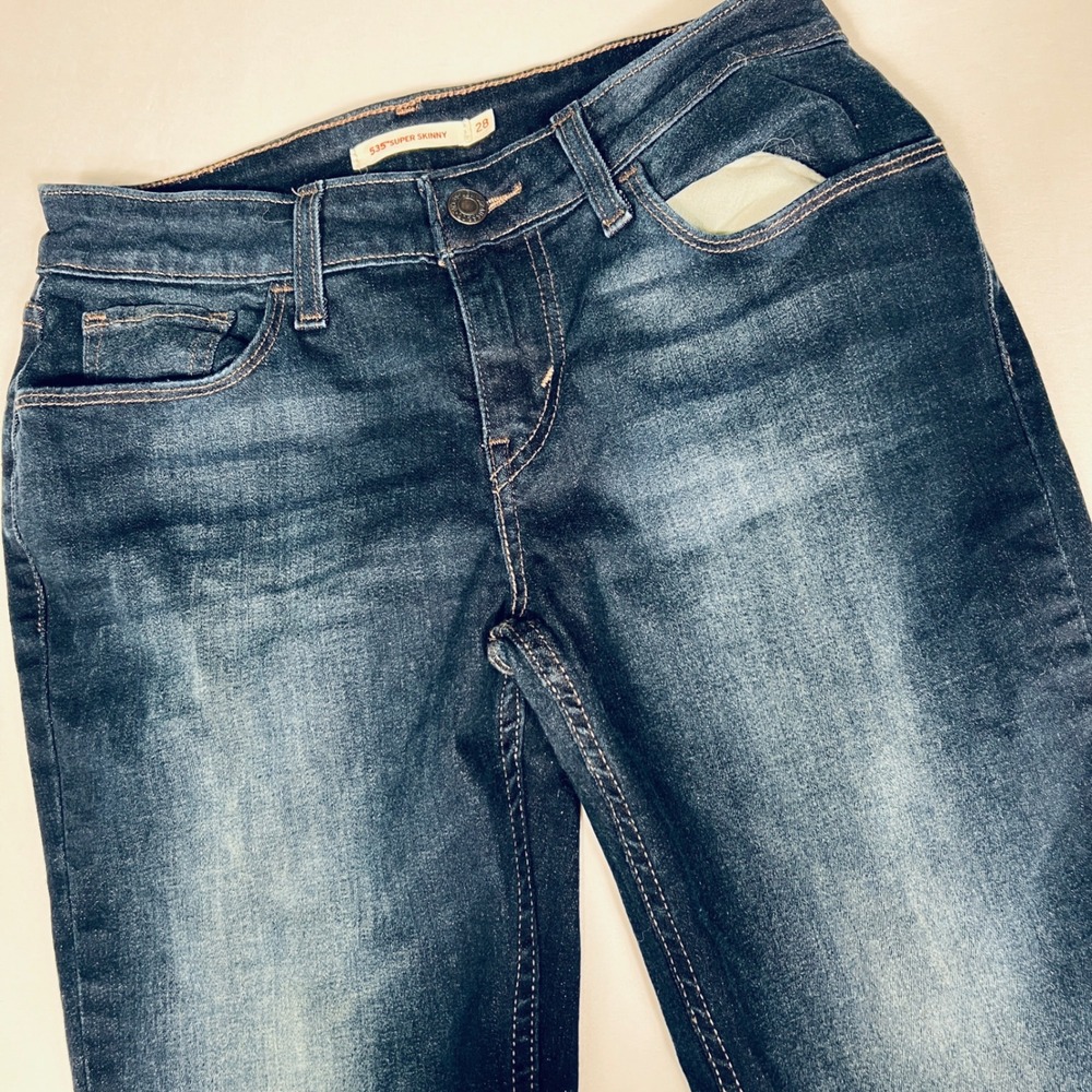 Levis 535 Super Skinny Jeans Womens 28 Dark Wash Blue Denim Stretch 5-Pocket